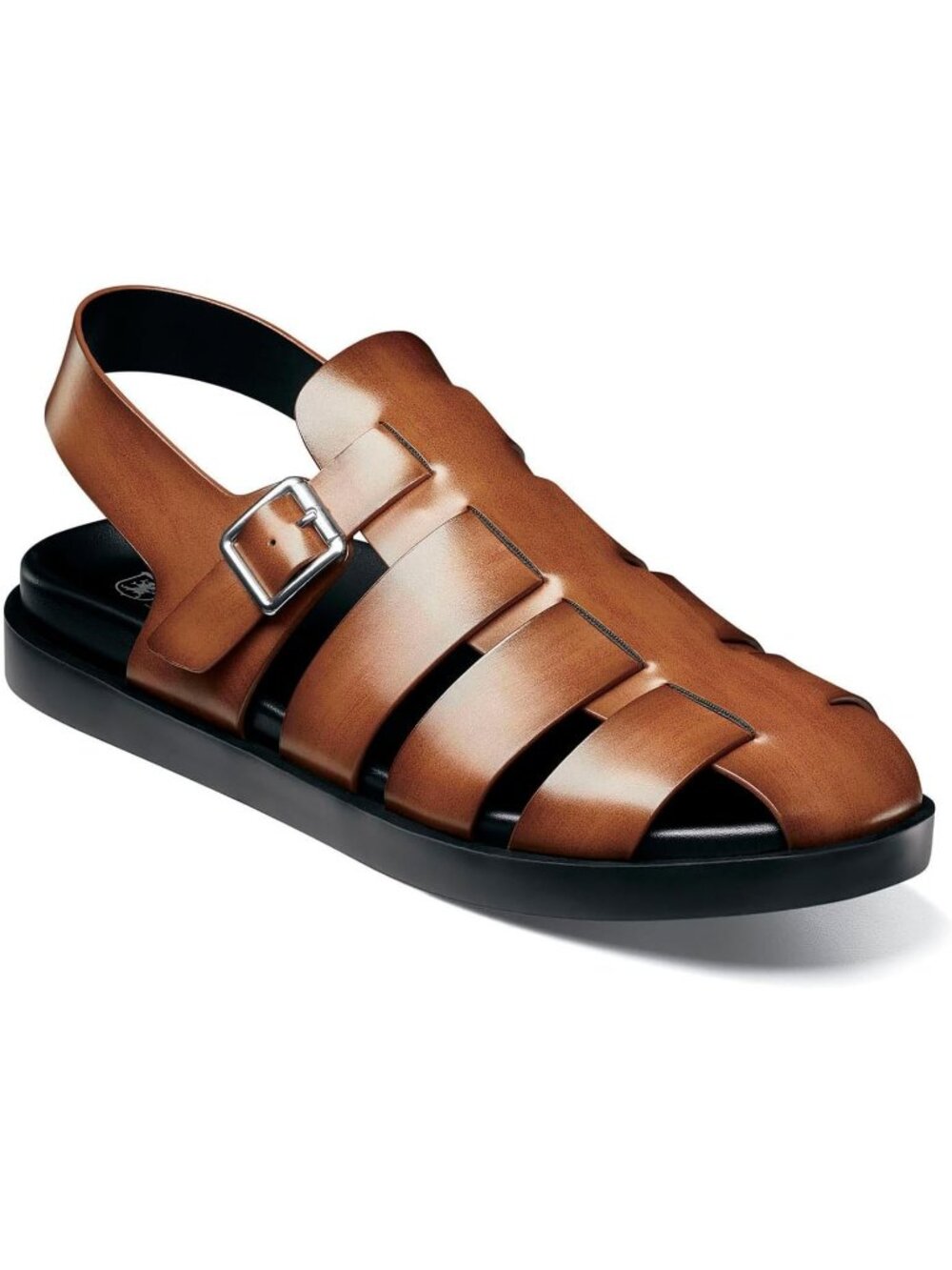 Men's Cognac  Imported Faux Leather Montego Slingback Buckle Sandal